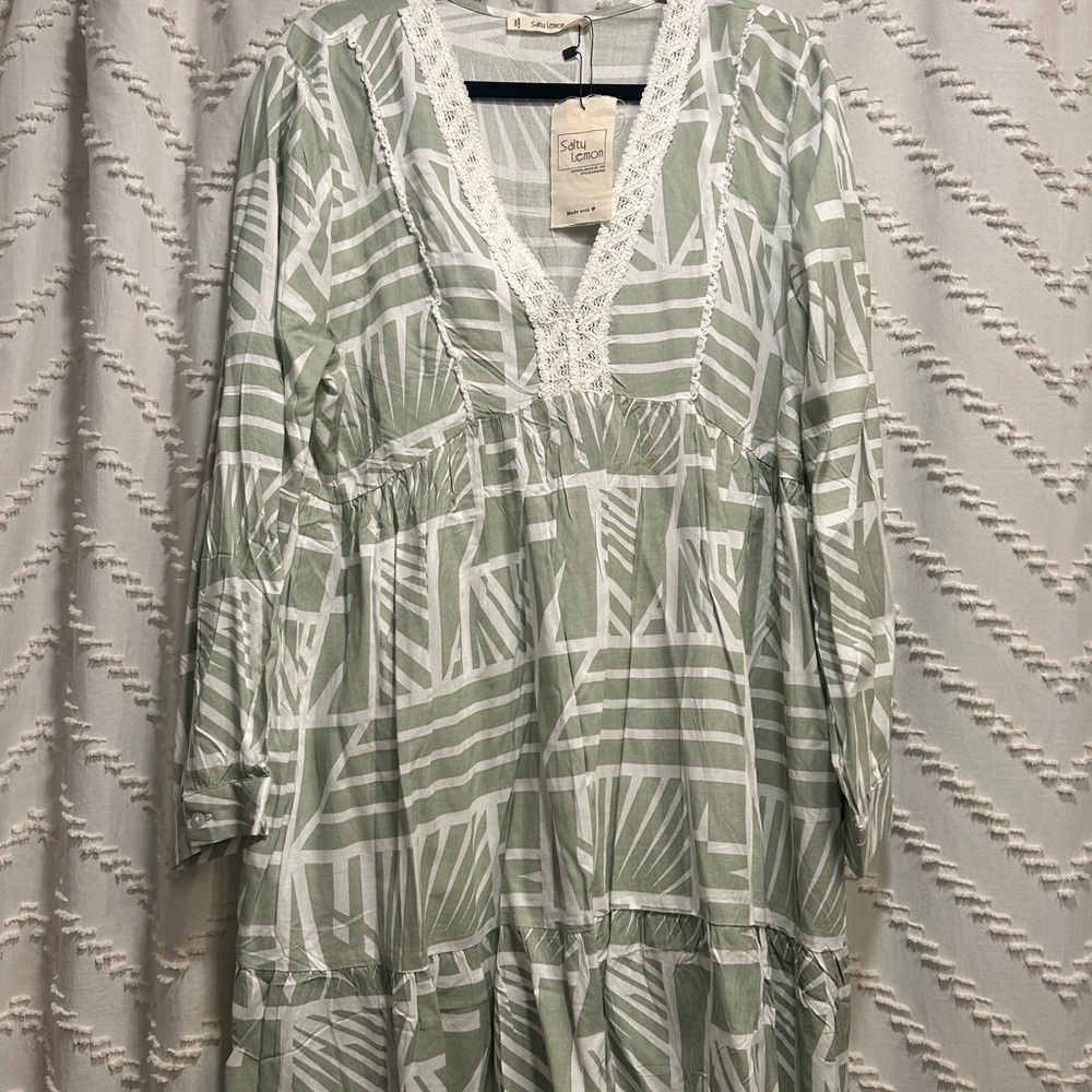 Boho Green Long Sleeve Dress